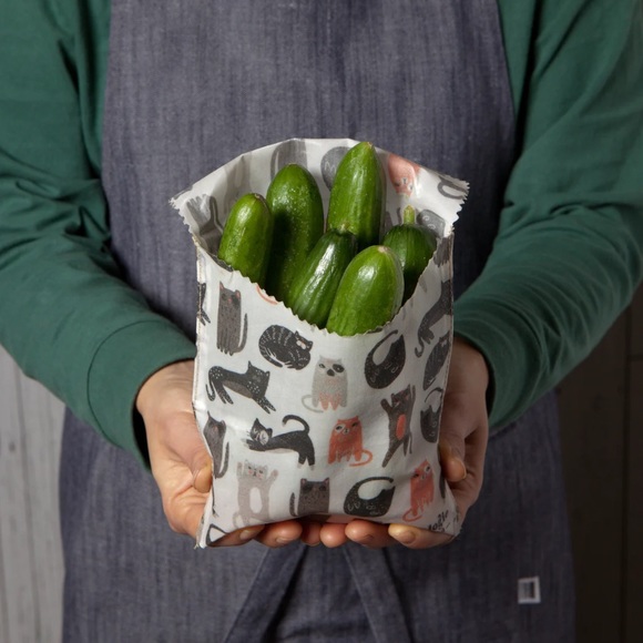 cat-lover gift bundle: beeswax sandwich bags/braided trivet/Swedish dishcloth - Picture 4 of 16